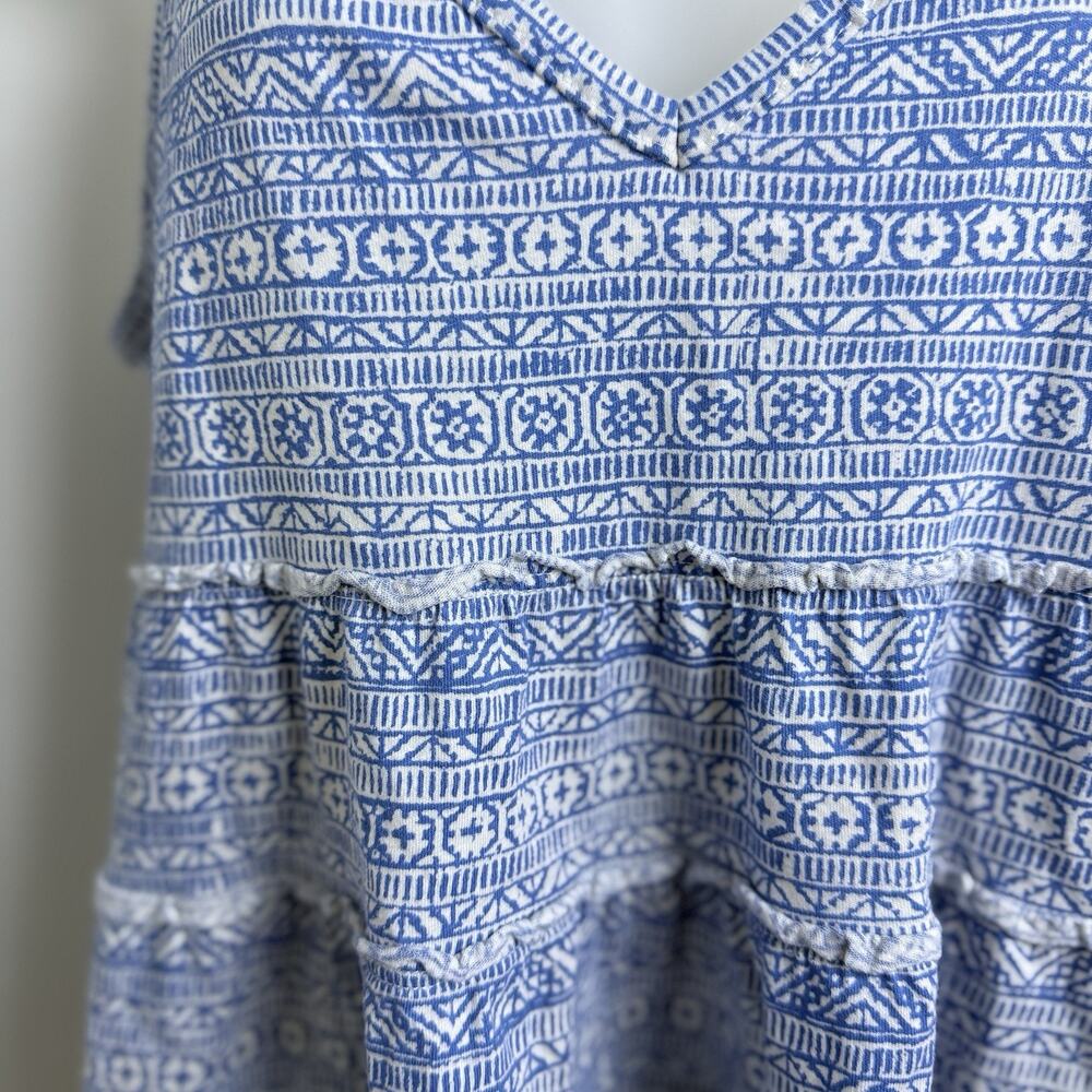 American Eagle Blue Print Tiered Babydoll Cami Crop Juniors Tank M Fairy Dainty - Picture 3 of 6